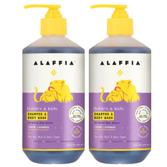 Alaffia bébé et enfant, shampoing-gel-douche citron-lavande, douceur pour peau délicate.
