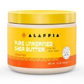 Alaffia Beurre Karité Pur Non Raffiné Sans Parfum, pot prêt à hydrater la peau.
