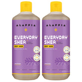 Alaffia Gel Douche quotidien, lot de deux bouteilles, hydratation possible après la douche.