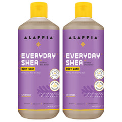 Alaffia Gel Douche quotidien, lot de deux bouteilles, hydratation possible après la douche.