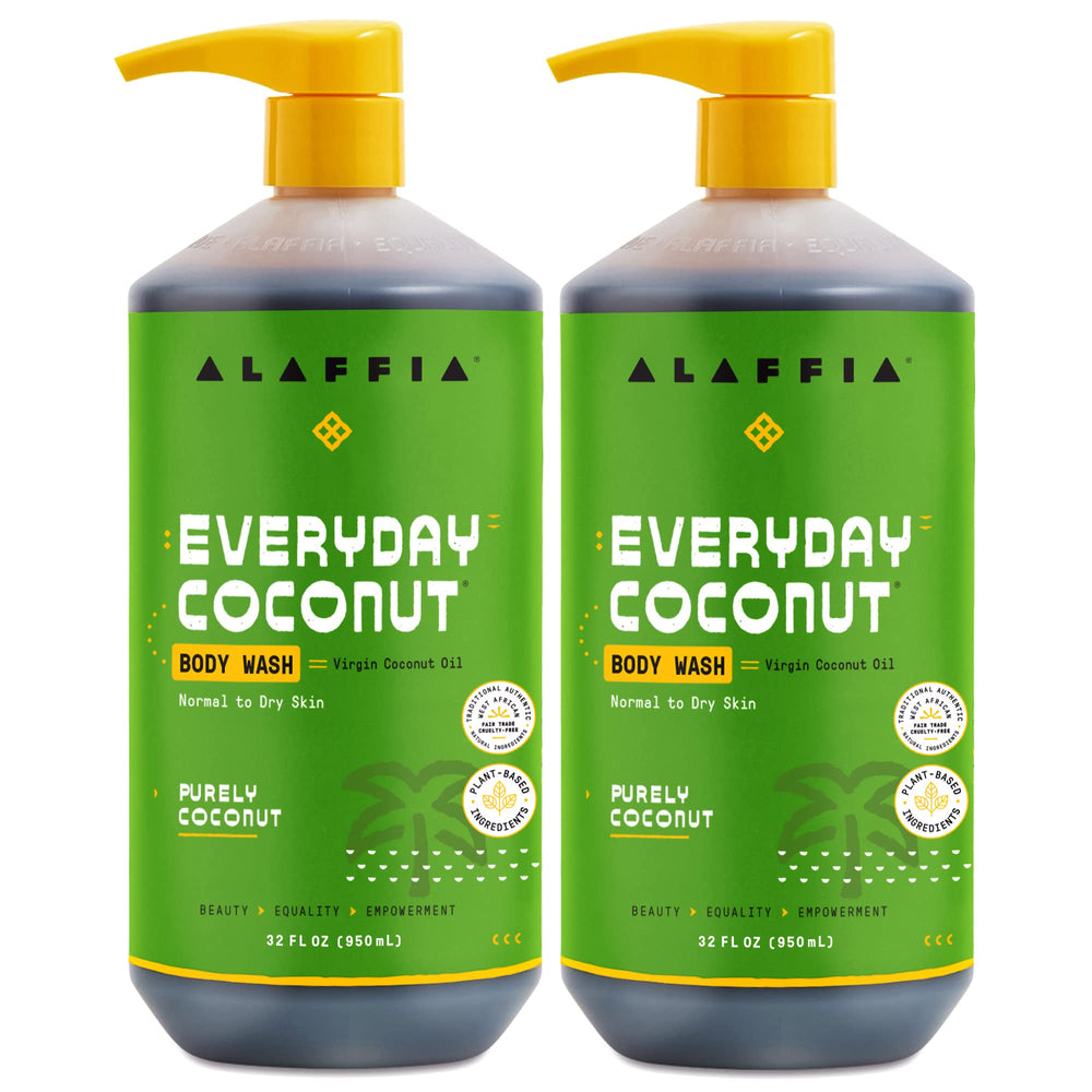 Gel douche Alaffia Everyday Coconut, bouteille mise en avant, hydratation naturelle.