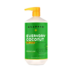Lotion corporelle EveryDay Coconut d'Alaffia — bouteille pratique pour hydratation quotidienne.
