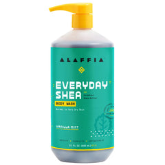 Alaffia EveryDay Shea Body Wash: bouteille Vanille Menthe, parfum rafraîchissant pour une douche énergisante.