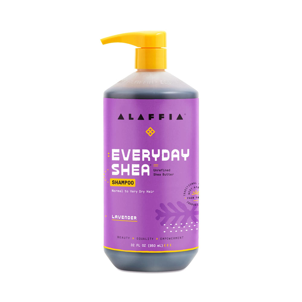 Alaffia EveryDay Shampoo en flacon lavande, soin doux pour cheveux secs.