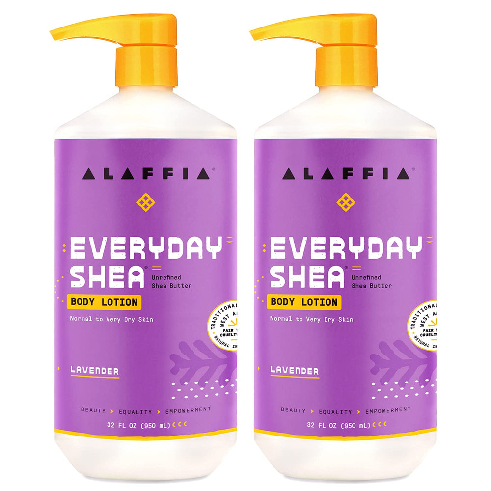 Alaffia lotion corporelle, bouteille quotidienne, hydratation durable pour peau sèche.