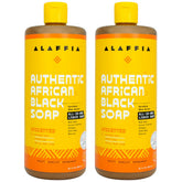 Alaffia Savon Noir Africain, bouteille 2-paquets, hydratant pour visage et corps.