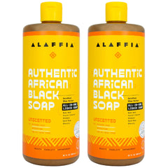 Alaffia Savon Noir Africain, bouteille 2-paquets, hydratant pour visage et corps.