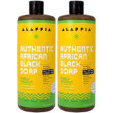 Alaffia Savon noir africain Purely Coconut en bouteille, soin quotidien pour peau et cheveux.