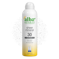 Spray Minéral SPF 30 d'Alba Botanica: bouteille pratique pour application rapide