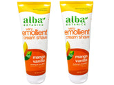 ALBA Botanica Crème à rasage Mangue Vanille dans la bouteille, texture douce.