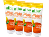 Alba Botanica crème rasage mangue vanille émolliente, tube 8 oz prêt à l'emploi
