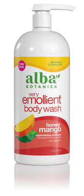 Gel douche Alba Botanica miel mangue – hydratation douce pour peau sèche.