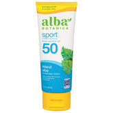Écran solaire Alba Botanica Sport SPF50 Island Vibe, protection pratique lors d’activités en plein air.