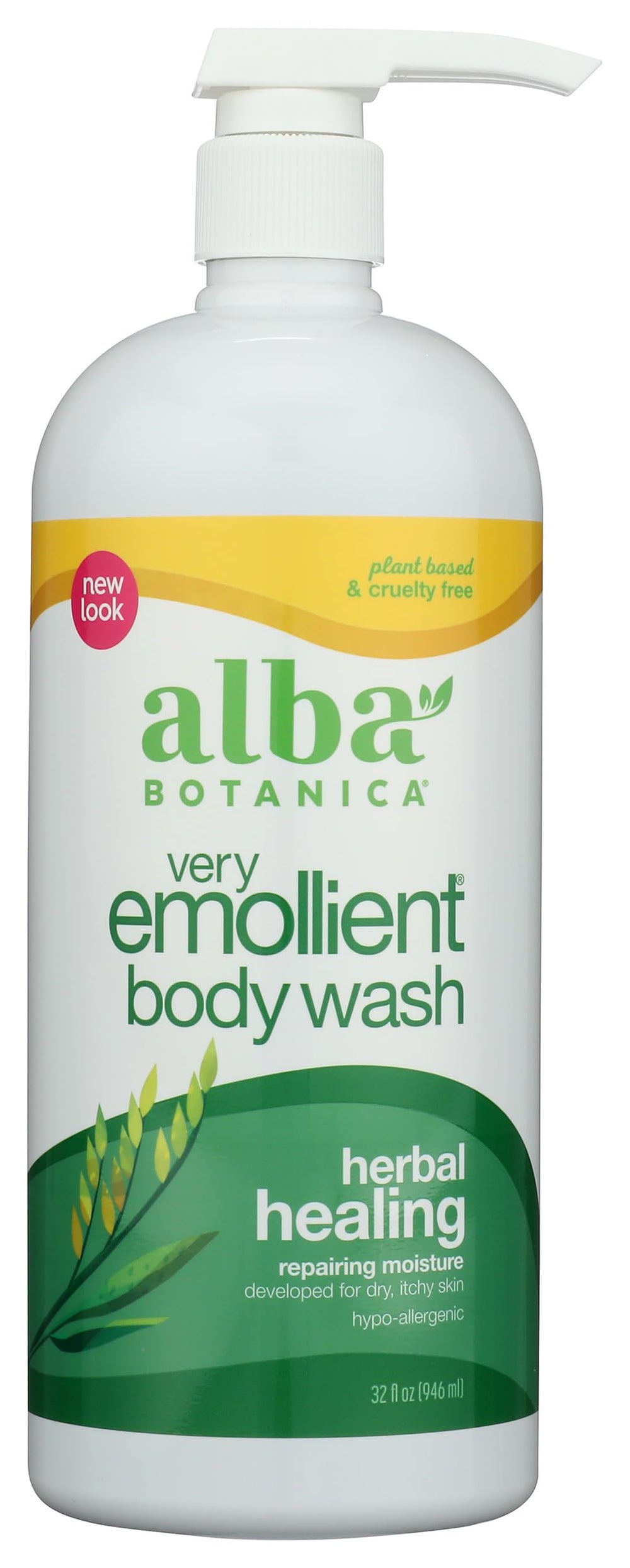 Alba Botanica Gel Douche Émollient, bouteille – hydratation douce pour peau sensible.