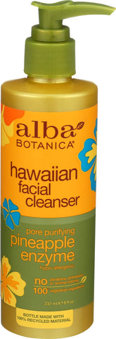 Alba Botanica Hawaiian Enzyme Face Cleanser, bouteille ananas, peau lumineuse et purifiée