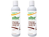 Alba Botanica kukui nut body oil two-pack bottles on display for island hydration.