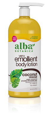 Lotion Alba Botanica Very Emollient Rescue Coco — bouteille prête à l’emploi.