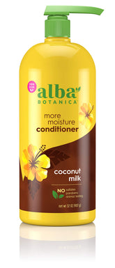 Alba Botanica More Moisture, bouteille 946 ml, hydratation intense pour cheveux secs.