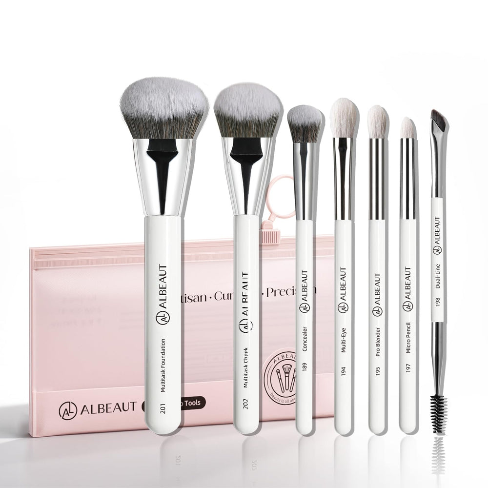 Ensemble ALBEAUT 7 pinceaux pour maquillage précis et naturel.