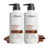 ALFHEIM Coffee+ Shampoing flacon: énergie pour cheveux fins et fragiles.