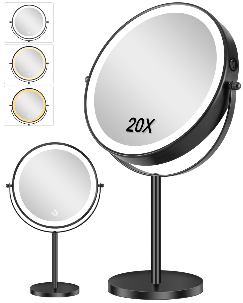 ALHAKIN Miroir maquillage 1x et 20x: netteté précise pour les détails.