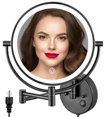 ALHAKIN Miroir maquillage mural 9 pouces double-face, détails nets en maquillage.