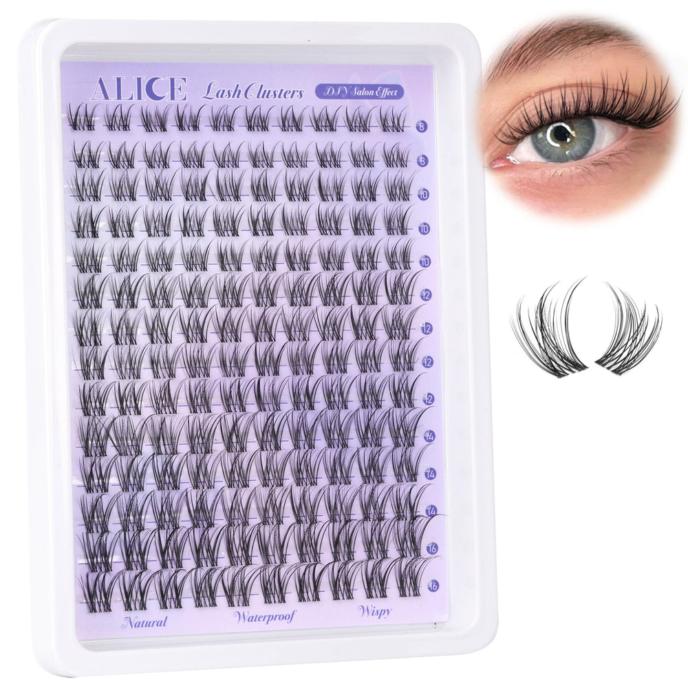 ALICE Lash Clusters avec bande invisible 8mm pour un regard naturel et confortable.