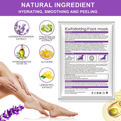 ALIVER sachet masque exfoliant pieds lavande, application facile et efficace.