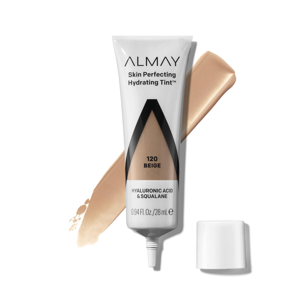 Almay fond de teint hydratant liquide, teinte Beige 120, fini naturel et lumineux.