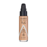 Almay fond teint liquide, flacon-pompe, application facile et longue tenue.