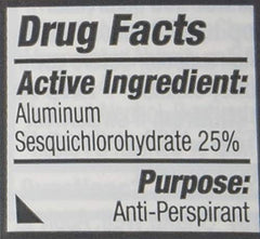 Étiquette sans parfum Almay sur le flacon roll-on anti-transpirant.