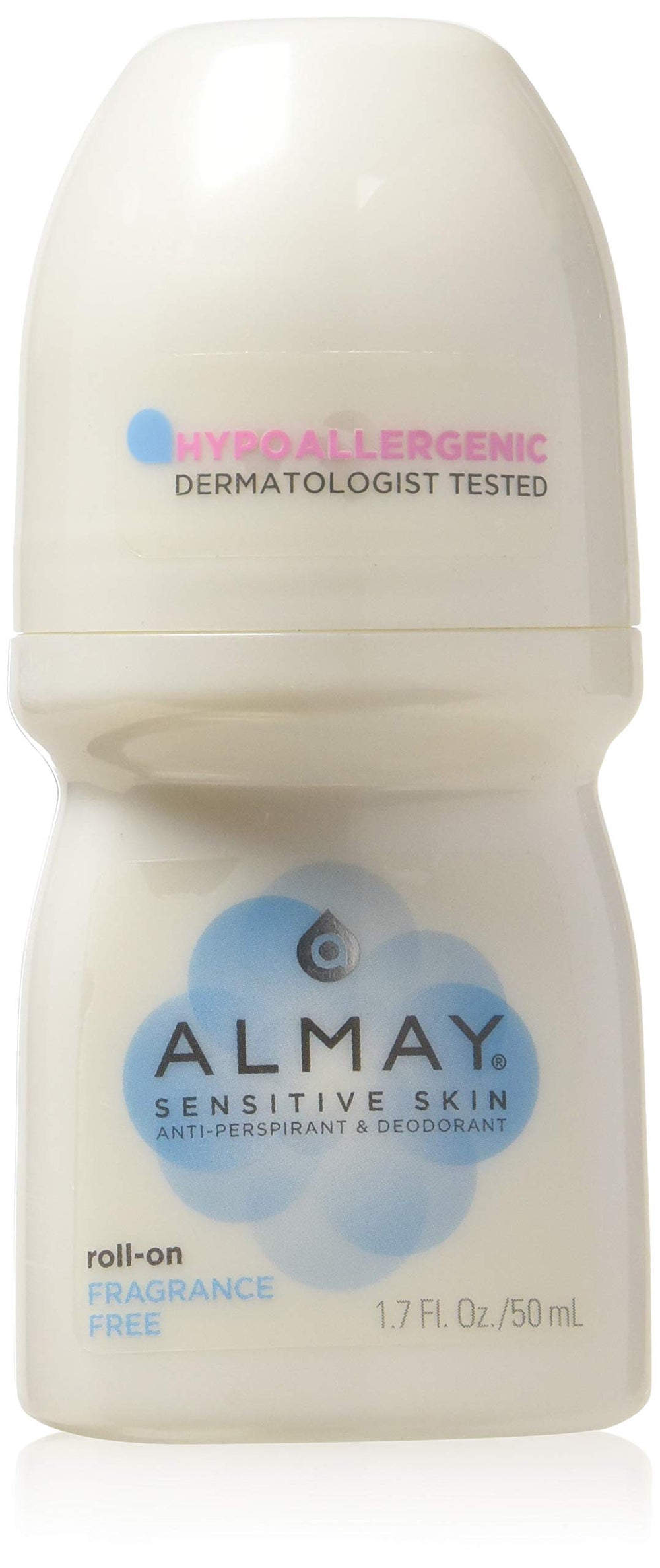 Déodorant Almay pack six sans parfum pour peau sensible, pratique à ranger.