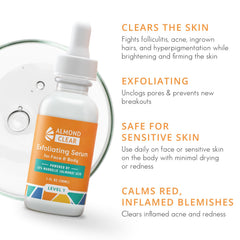 Application visage du Sérum Almond Clear montre une texture fluide.