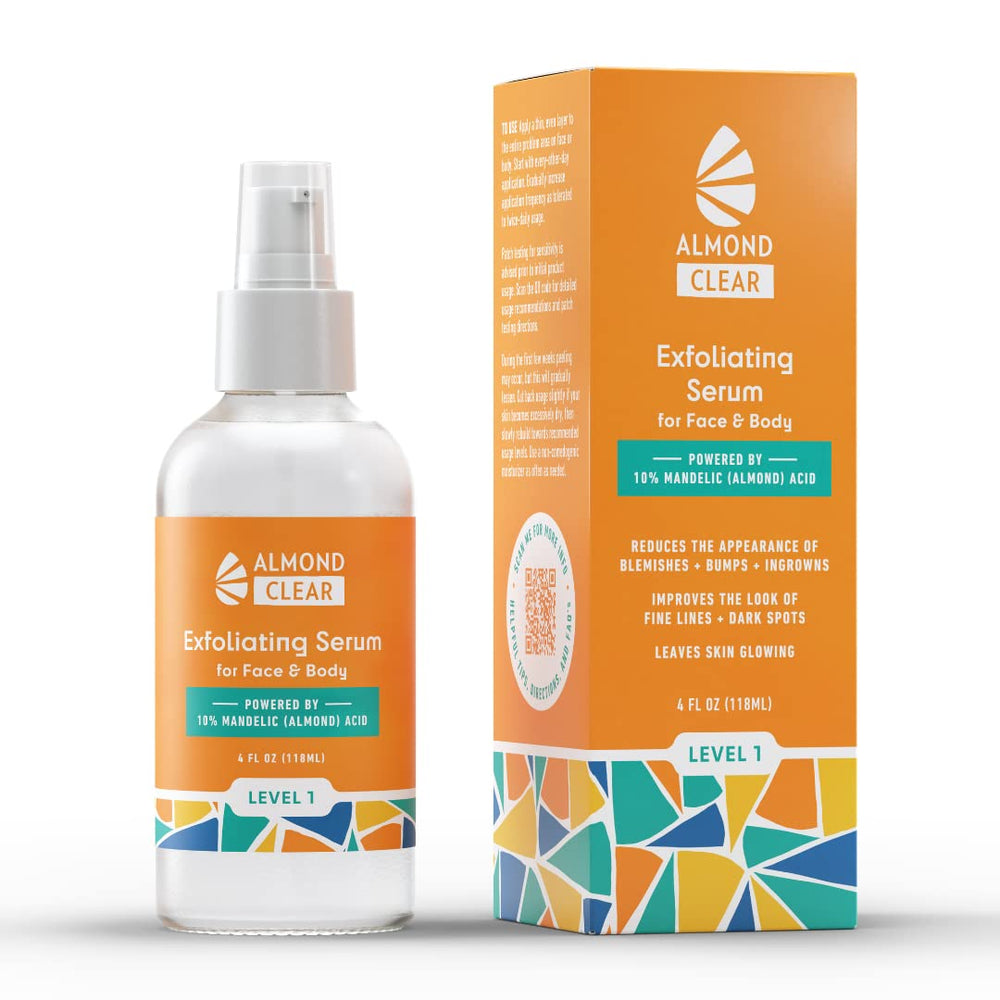 Sérum Almond Clear, bouteille avec pompe pour une application précise et pratique.