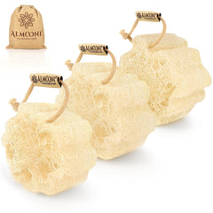 ALMOONI Mini Loofah naturel – ensemble, exfoliation douce pour peau plus lisse.