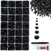 Boîte ALOCIAM avec 28 grilles et strass noirs brillants pour bedazzling.