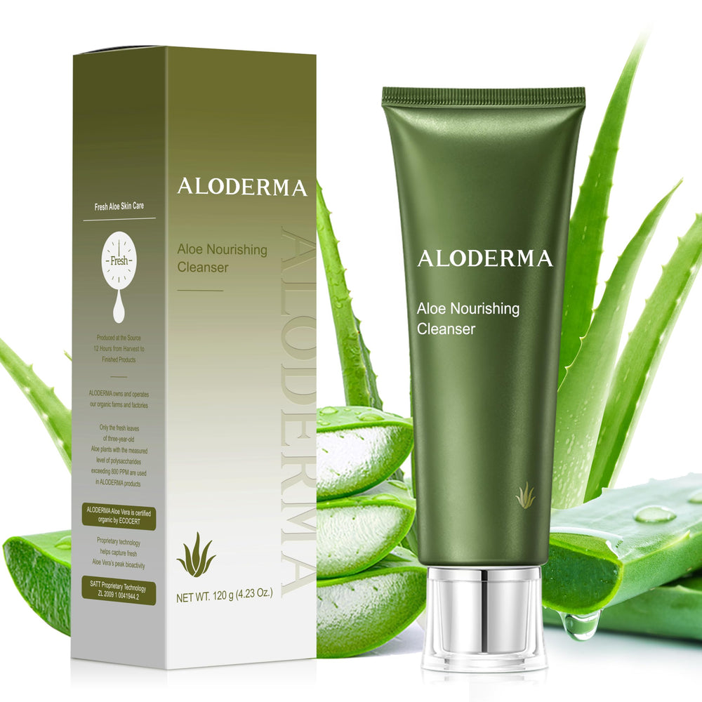Aloderma bouteille-nettoyant-visage offre un nettoyage doux et efficace.