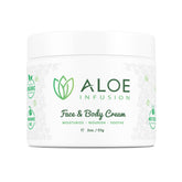Aloe Infusion face and body cream jar delivers deep hydration with a non-greasy finish.