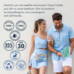 Aloe Up Sport Écran résistant à l’eau jusqu’à 80 minutes pour activités aquatiques.