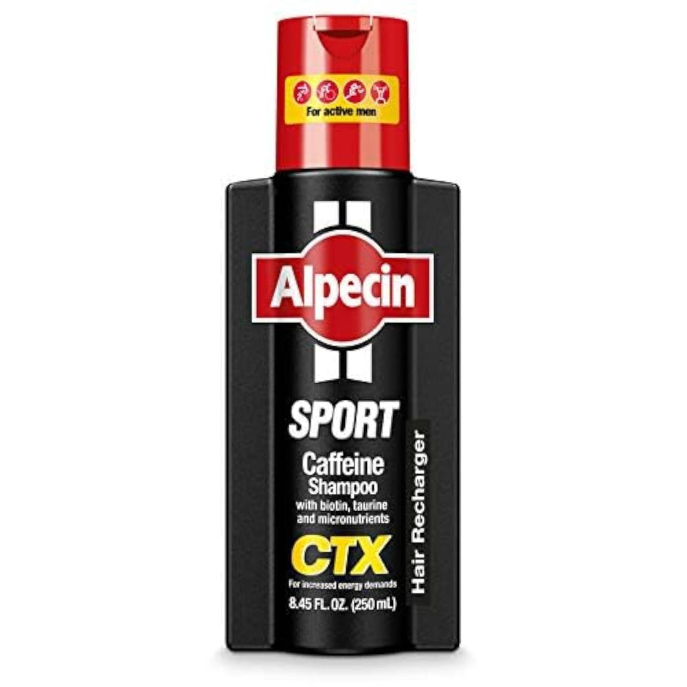 Alpecin CTX Sport – bouteille caféine, stimulant potentiel pour cheveux plus épais.