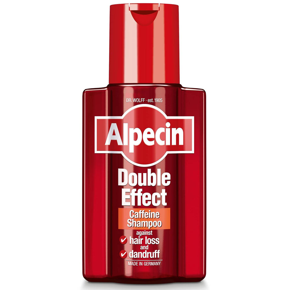 Alpecin Double Effect, flacon 200 ml, démarrage doux des pellicules.