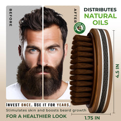 Brosse barbe Alpha Organics poignée caoutchouc antidérapante pour contrôle précis.