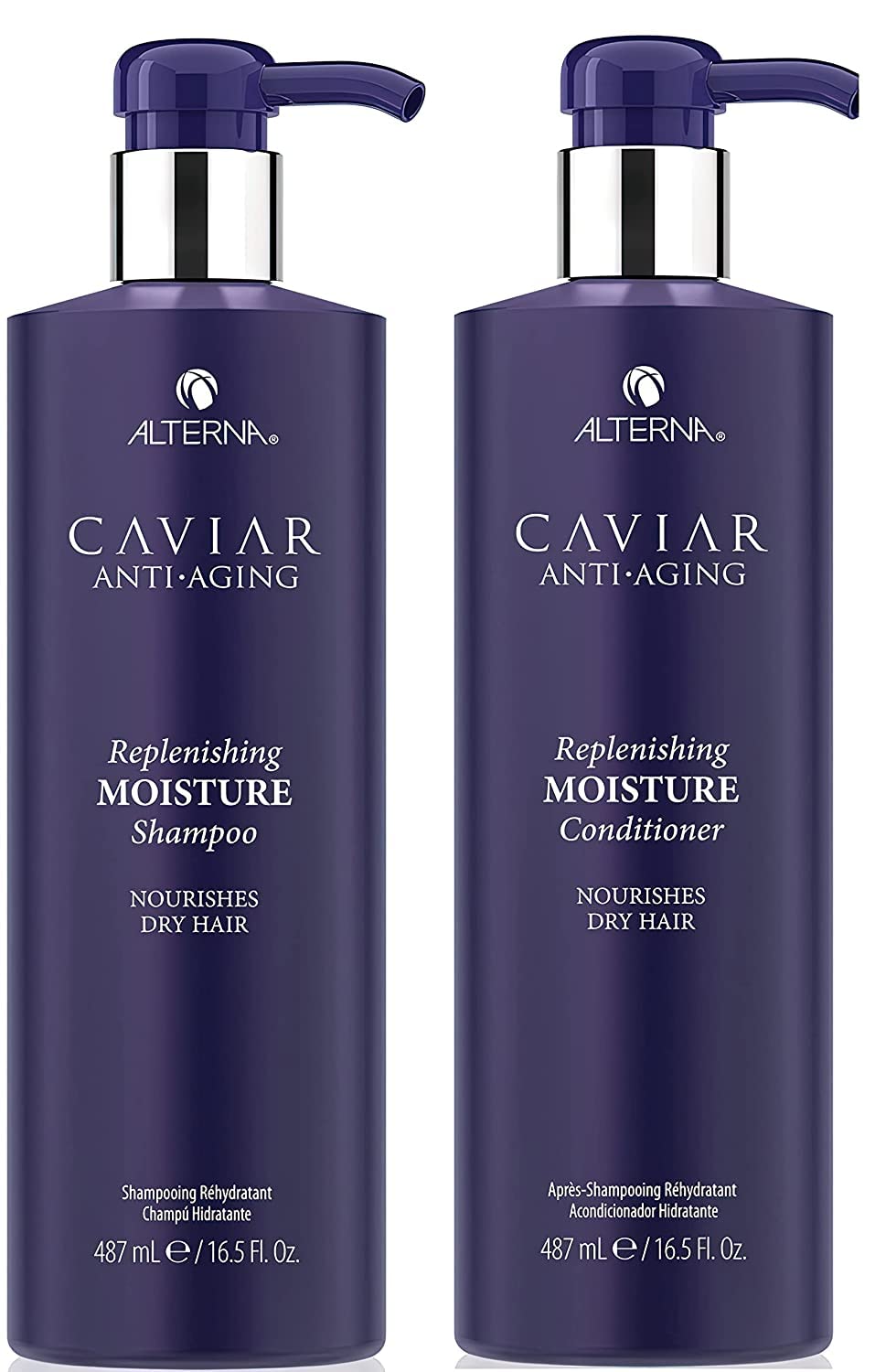 Shampoing Alterna Caviar Anti‑Âge en bouteille, hydratation et douceur.