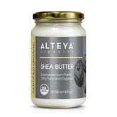 Beurre karité pur Alteya Organics dans un bocal verre, hydratation durable.