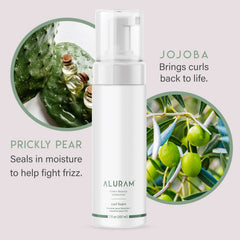 ALURAM Curl Foam application demonstrates easy styling and even coverage.