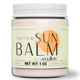 Amallow baume solaire au suif et oxyde de zinc – texture naturelle sans trace blanche.
