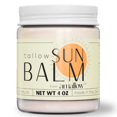 Amallow baume solaire au suif et oxyde de zinc – texture naturelle sans trace blanche.