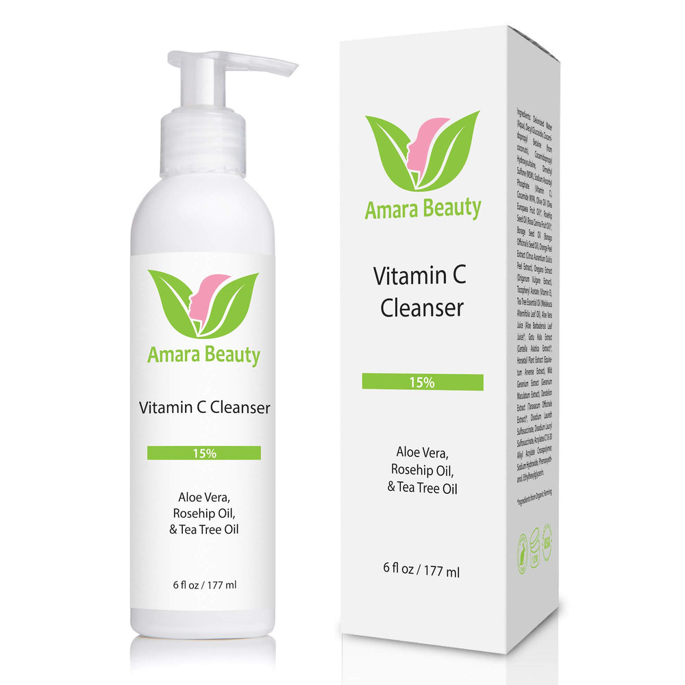 Amara Beauty Nettoyant Visage, bouteille, peau nette et fraîche après usage