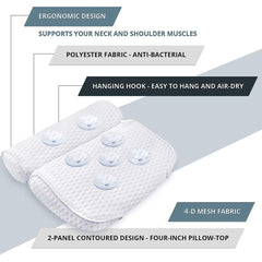 AmazeFan sept ventouses fixant solidement le coussin e0 la baignoire.