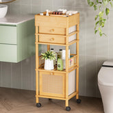 Amazer organisateur en bambou avec tiroirs pour un rangement efficace du maquillage.